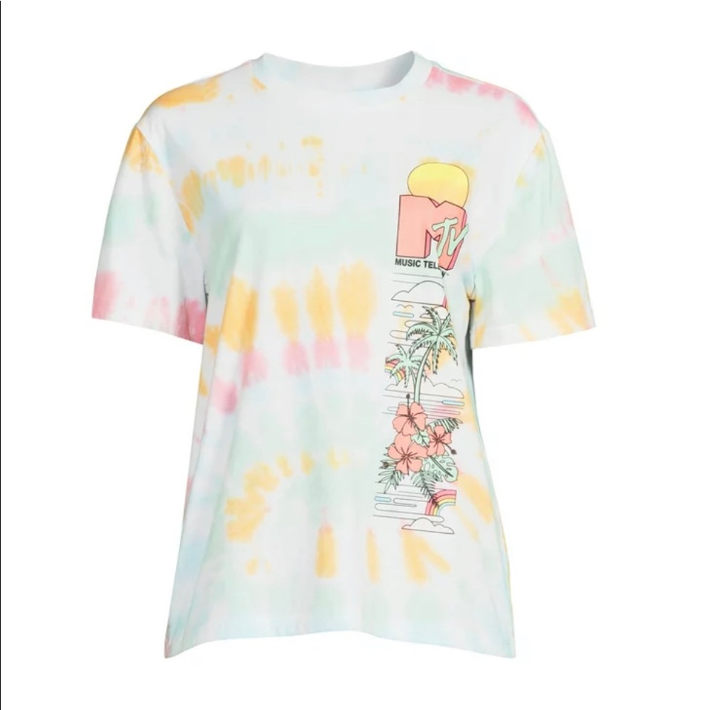 MTV Womens Music Television Tie Dye Logo Tee Shirt‎ New Size Medium